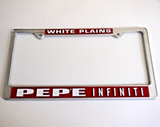 NOS 1990s Pepe INFINITI WHITE PLAINS NY Dealer LICENSE PLATE FRAME Nissan Datsun picture
