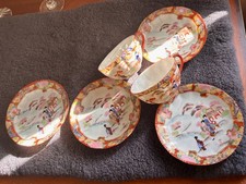1920s Japanese Kutani Cups & Saucers Hand Painted Geisha  GOLD ACCENTED picture