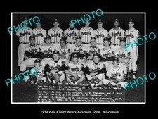 Eau Claire Wisconsin The Bears Baseball Team c1954 Large Historic Old Photo picture