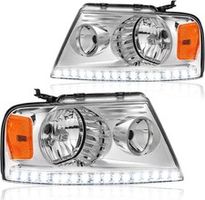 WEELMOTO Pair LED DRL Headlights For 2004-2008 Ford F150, 06-08 Lincoln Mark LT picture