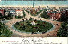 Pre-1907 THOMAS CIRCLE WASHINGTON DC AERIAL VIEW TROLLEY CARS ANTIQUE POSTCARD picture