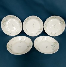 5 Antique H&C France Haviland & Co Limoges Blue Floral Salad/Soup Bowls 7.5