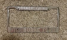 VTG Jim Burke Ford Bakersfield, CA Heavy Metal License Plate Frame RARE picture