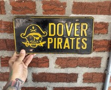 Vintage License Plate—Delaware Dover Pirates—Americana  Distressed Black picture
