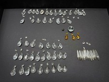 Vintage Chandelier Crystal Prisms Teardrop Icicle Lot Glass Lamp Replacement picture