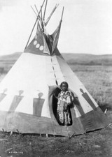 Crow Chief Daughter PHOTO Tepee Montana 1910 Native American Indian Child Girl picture