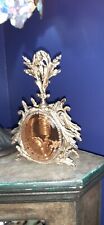 Antique French Gold Baroque Ormolu Perfume Amber Glass Bottle with Cherub picture