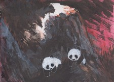 LinLi888 ACEO Original Art Watercolor Painting Pandas Landscape 26080705 picture