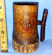 Antique Souvenir Native Chief Wooden Mug New York picture