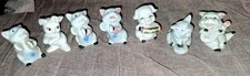 7 Vintage Japan Porcelain Handpainted Happy Miniature Pig Piglet Figurines picture