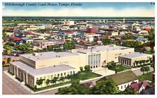 Tampa Florida Hillsborough County Court House VTG Linen Postcard Unposted c.1940 picture
