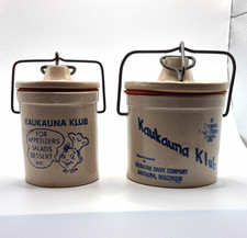 Vintage 1933 Kaukauna Klub Cheese Crocks Set 2 Sizes 3