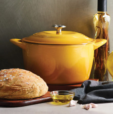 Enameled Cast Iron 7-Quart Covered Round Dutch Oven - SUNRISE color - safe up to picture