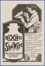Vintage 1920 BIXBY'S Shu Wite Black White Jet-Oil Shoe Polish Ephemera Print Ad picture