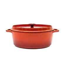 Large Vintage Invicta Red Enameled Cast Iron Oval 6L Casserole with Lid picture