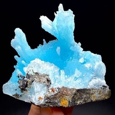 75g Natural Colorful Blue  Aragonite Crystal Cluster Based on the Rock Specimen picture