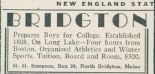 1931 Bridgeton Boys Prep School H H North Sampson Maine ME Ad RB1 picture