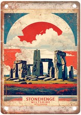 Stonehenge Wiltshire United Kingdom Retro Look Travel Poster Metal Sign T3611 picture