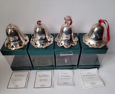 4 Towle Silversmiths Christmas Bells 3 Musical, 1 Silver Plate 1995 1999 2000 picture