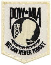 POW-MIA PATCH VIETNAM WAR embroidered iron-on WHITE PRISONER OF WAR US MILITARY picture