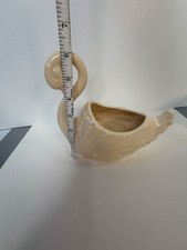 Vintage Ceramic Swan Planter Cream Glazed Mid-Century Pottery picture