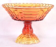 Vintage Orange AMBERINA Basket ART GLASS High Glow Manganese COMPOTE 7.5