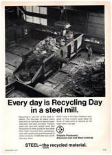 1971 Tinplate Producers Print Ad, Every Recycling Day Steel Mill Old Hat Magnet picture