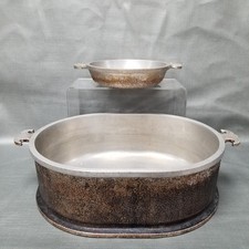 2 Vintage Guardian Service Dutch oven Roasters Hammered Aluminum Oval + Round picture