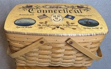 Rare Longaberger Basket Chestnut Lid Connecticut State picture
