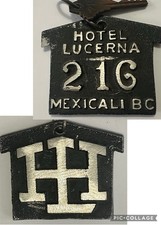 Vintage Hotel Lucerna Mexicali BC Mexico Chunky Metal Hotel Room Key #216 Fob picture