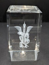 3D Laser Etched Clear Acrylic Lucite Dragon Paperweight 3