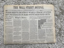 Wall Street Journal September 12 2001 Newspaper 9/11/2011 Issue WSJ picture