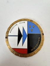 Vintage Enamel Porsche Club Wiesbaden Car Racing Grill Badge Emblem Wiedmann picture