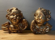 Vintage Gold Plaster Cherubs Angels - Wall Hangings - Wall Decor - Made In Italy picture