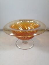Vintage Marigold Carnival Glass Footed Swirl Bowl 6-1/2” x 3-1/2” picture