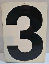 Vintage Gas Station Metal Number Sign Double Sided 3 & 0.  11.5” X 8” picture