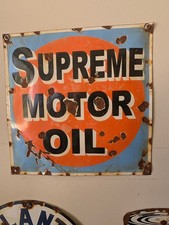 Supreme Motor Oil oil sign heavy porcelain enamel 12
