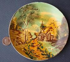 1945-52 Occupied Japan hand painted dish with Watermill wheel & river scene ---- picture