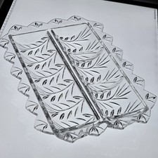 5th Avenue Crystal 4 Section Divided Cracker Relish Serving Dish Tray 12