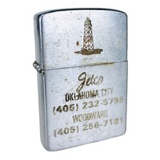 Vintage 60s Oklahoma City Jetco Oilfield Brushed Chrome Lighter Korea picture