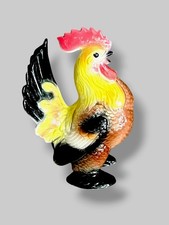 Vintage Ceramic Rooster Chicken Figurine 6.5” Hand Painted Farmhouse Decor picture