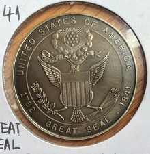 1782 -1841 GREAT SEAL UNITED STATES OF AMERICA MEDAL - NOVUS ORDO SECLORUM-35MM picture