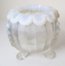 EAPG Northwood White Opalescent KLONDYKE Fluted Scrolls Footed Rose Bowl picture