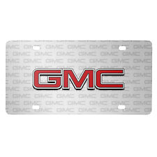GMC Red Inlay 3D Logo on Logo Pattern Brushed Aluminum License Plate picture
