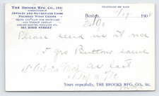 1908 Brooks Manufacturing Co Boston MA Order Postal Card Jewelry Industry Supply picture