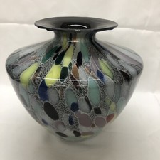 Vintage Maestri Vetrai Mouth Blown Art Glass Vase 9 1/4” High By Azzurra ITALY picture