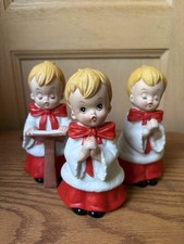 Vintage HOMCO Christmas Choir Boys Singing Carolers Kids Set of 3 MCM picture