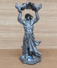 Sunglo Pewter 4” Shaman with Skull Crystal Orb Metal 1994 Vintage Indian Mystic picture