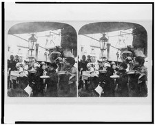 Naples Italy c1901 Street Macaroni Restaurant Boys Eating Pasta Stereograph picture