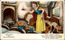 Tinted RPPC WALT DISNEY Snow White and The Seven Dwarfs DWARF NAMES picture